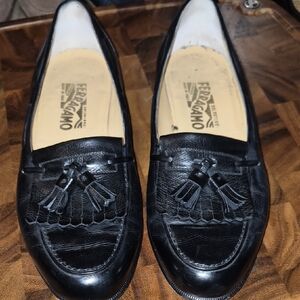 Salvatore Ferragamo Black Tassel Loafers 9 1/2 D